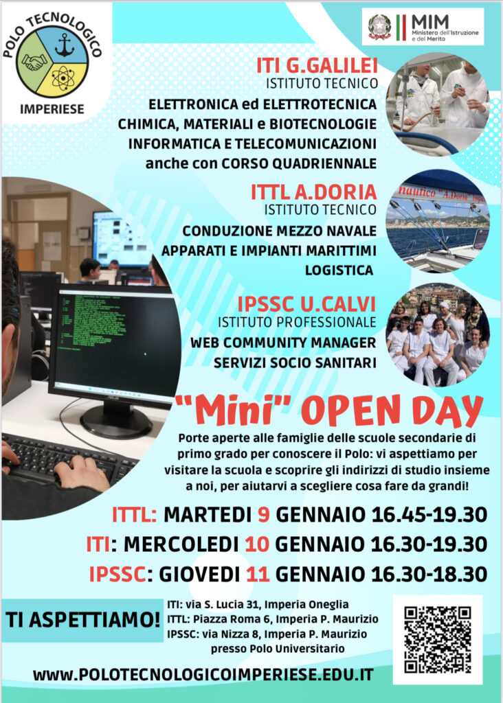 Mini-Openday pomeridiani ✅ 09-10-11.01.2024